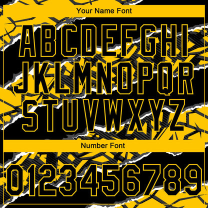 Custom Stitched Black Yellow-White 3D Pattern Design Torn Paper Style Sports Pullover Sweatshirt Hoodie