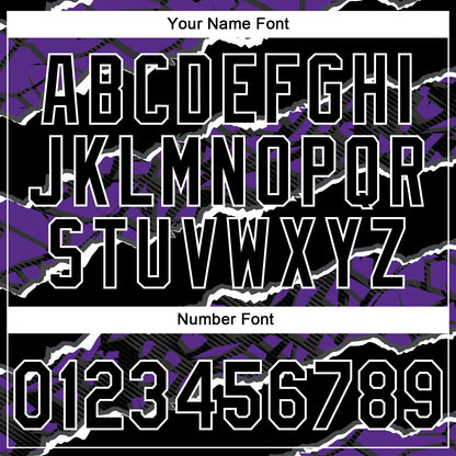 Custom Stitched Black Purple-White 3D Pattern Design Torn Paper Style Sports Pullover Sweatshirt Hoodie