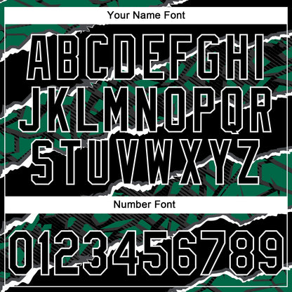 Custom Stitched Black Kelly Green-White 3D Pattern Design Torn Paper Style Sports Pullover Sweatshirt Hoodie