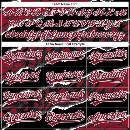 Custom Stitched Black Crimson-White 3D Pattern Design Torn Paper Style Sports Pullover Sweatshirt Hoodie