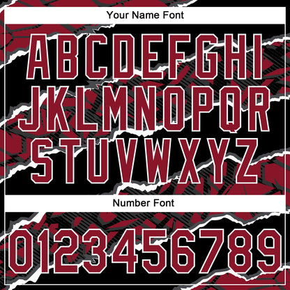 Custom Stitched Black Crimson-White 3D Pattern Design Torn Paper Style Sports Pullover Sweatshirt Hoodie