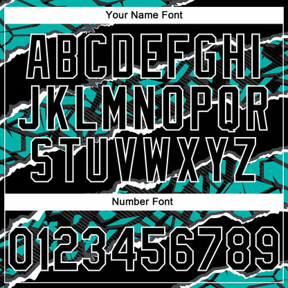 Custom Stitched Black Aqua-White 3D Pattern Design Torn Paper Style Sports Pullover Sweatshirt Hoodie