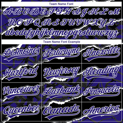 Custom Stitched Black Dark Purple-White 3D Pattern Design Torn Paper Style Sports Pullover Sweatshirt Hoodie