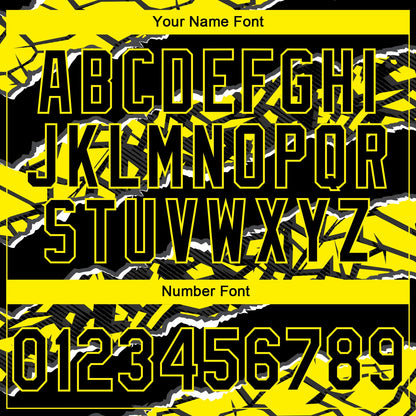 Custom Stitched Black Light Yellow-White 3D Pattern Design Torn Paper Style Sports Pullover Sweatshirt Hoodie