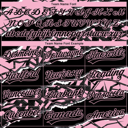 Custom Stitched Black Light Pink-White 3D Pattern Design Torn Paper Style Sports Pullover Sweatshirt Hoodie
