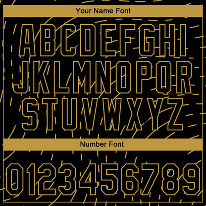 Custom Stitched Black Old Gold 3D Pattern Design Line Sportswear Pullover Sweatshirt Hoodie