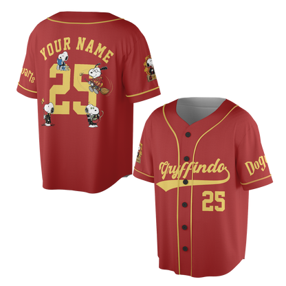 Custom Wizard House Beagle Baseball Jersey, Personalized Magic School Dog Team Shirt