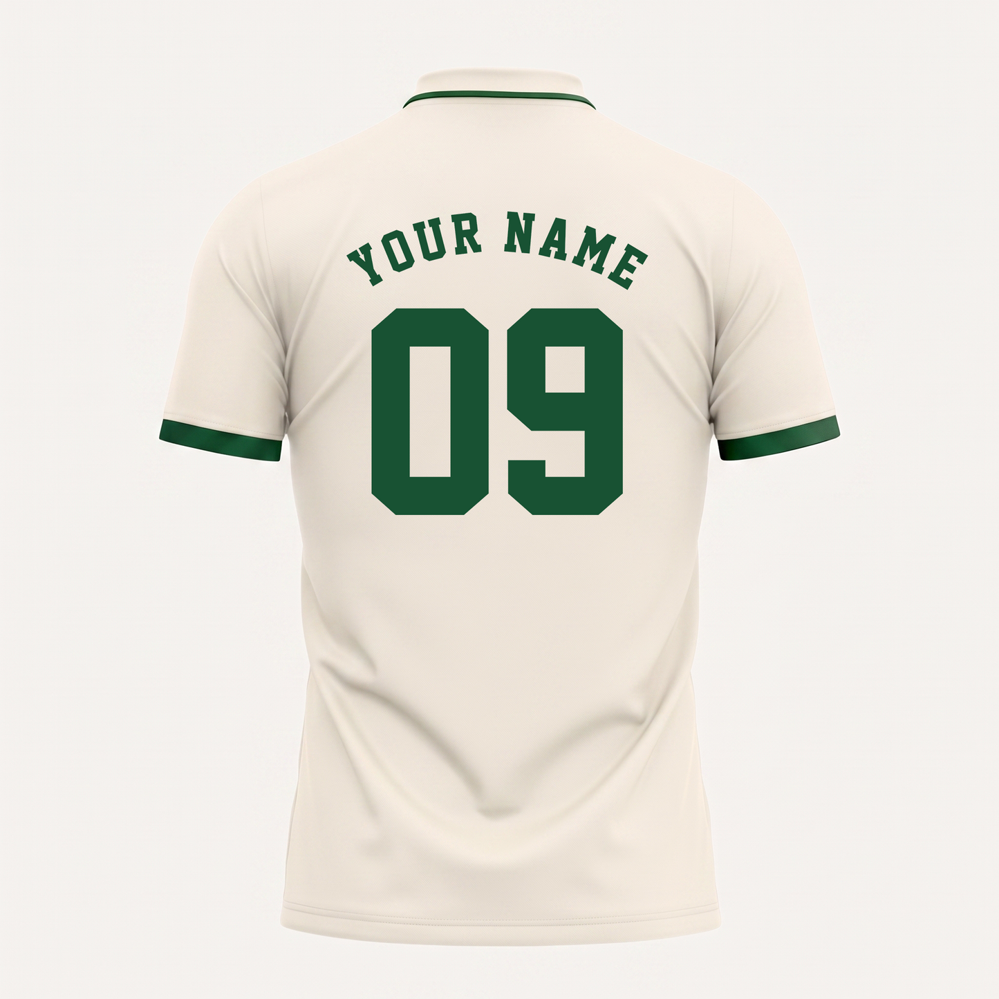 Custom Name Number Polo Shirt, Personalized Men’s Jersey Polo, Cream Green Casual Golf Shirt, Birthday Team Gift