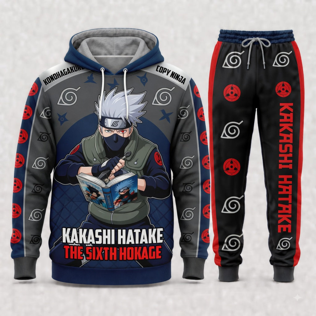 Hatake Kakashi Hoodie & Sweatpants Tracksuit Set — Naruto Shippuden Inspired - Custom Fan Apparel Image 6