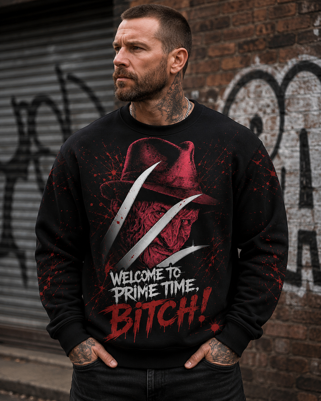 Nightmare Slasher Horror Shirt — Prime Time Scary Movie T-Shirt — Sweatshirt — Hoodie & Zip Hoodie — - Custom Fan Apparel Image 4