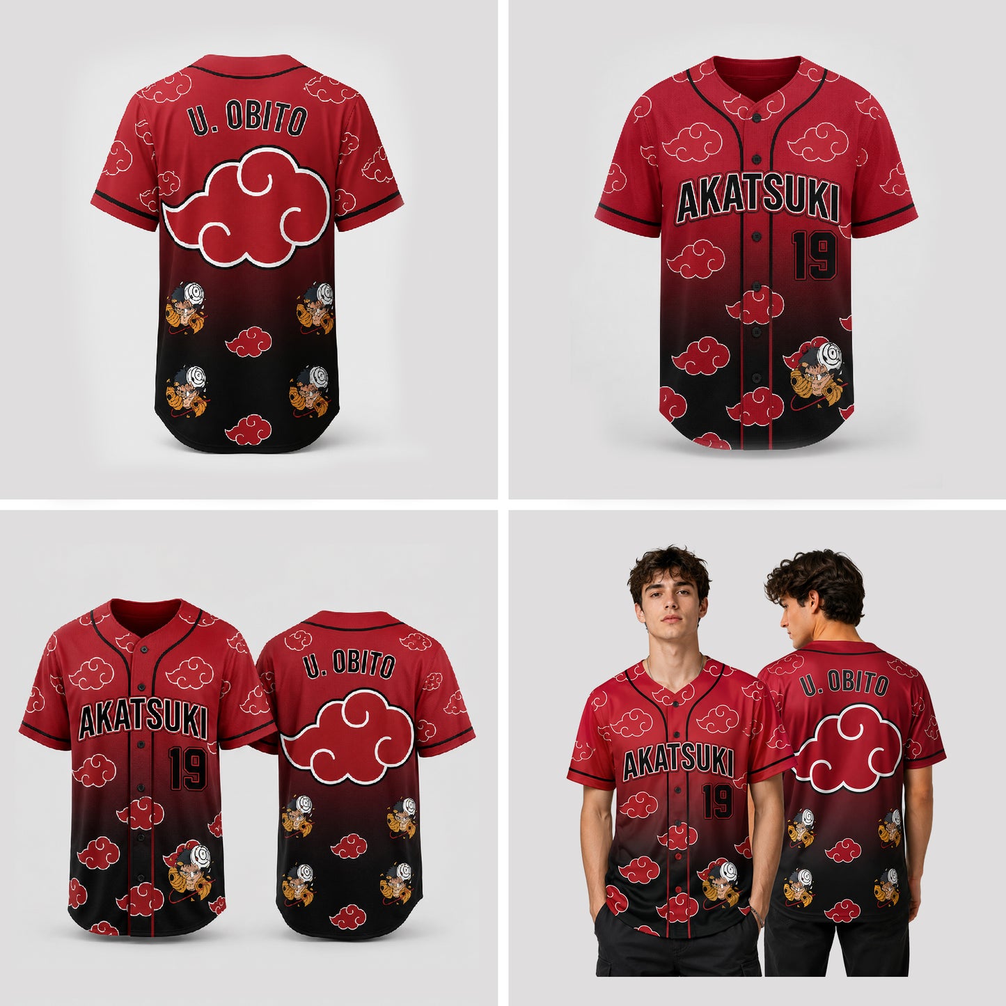 Custom Red Cloud Ninja Baseball Jersey, Personalized Name Number Anime Inspired Shirt