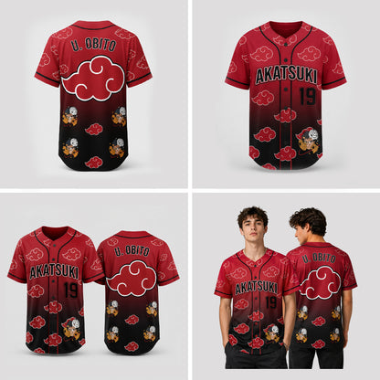 Custom Red Cloud Ninja Baseball Jersey, Personalized Name Number Anime Inspired Shirt