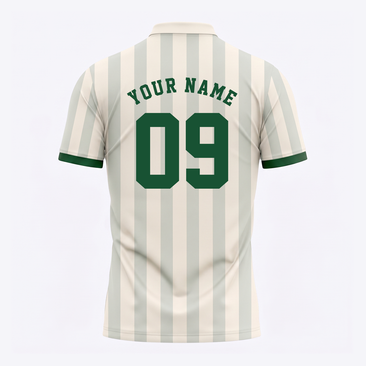 Custom Name Number Polo Shirt, Personalized Men’s Jersey Polo, Cream Green Casual Golf Shirt, Birthday Team Gift