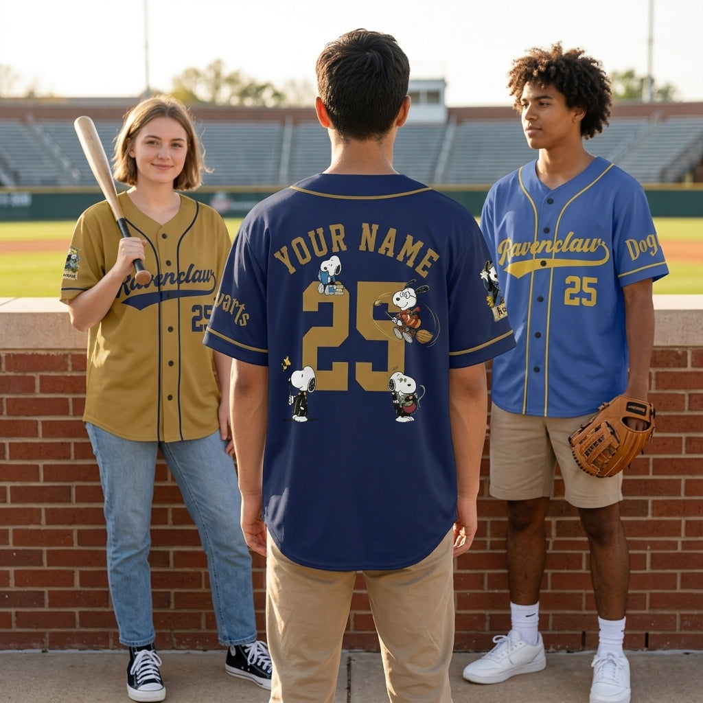 Custom Wizard House Beagle Baseball Jersey, Personalized Magic School Dog Team Shirt