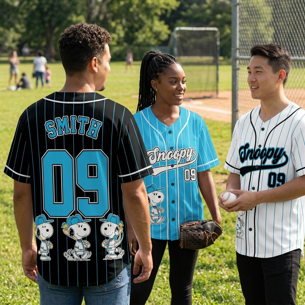 Custom Cartoon Beagle Baseball Jersey, Personalized Name Number Dog Sport Shirt