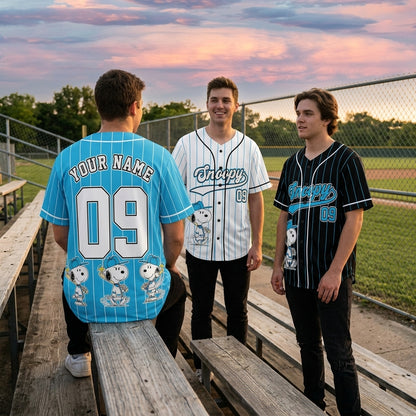 Custom Cartoon Beagle Baseball Jersey, Personalized Name Number Dog Sport Shirt