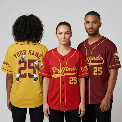 Custom Wizard House Beagle Baseball Jersey, Personalized Magic School Dog Team Shirt