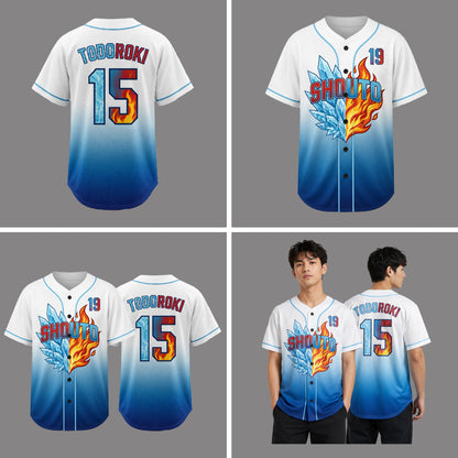 Custom Ice Fire Anime Baseball Jersey, Personalized Name Number Hero Inspired Shirt