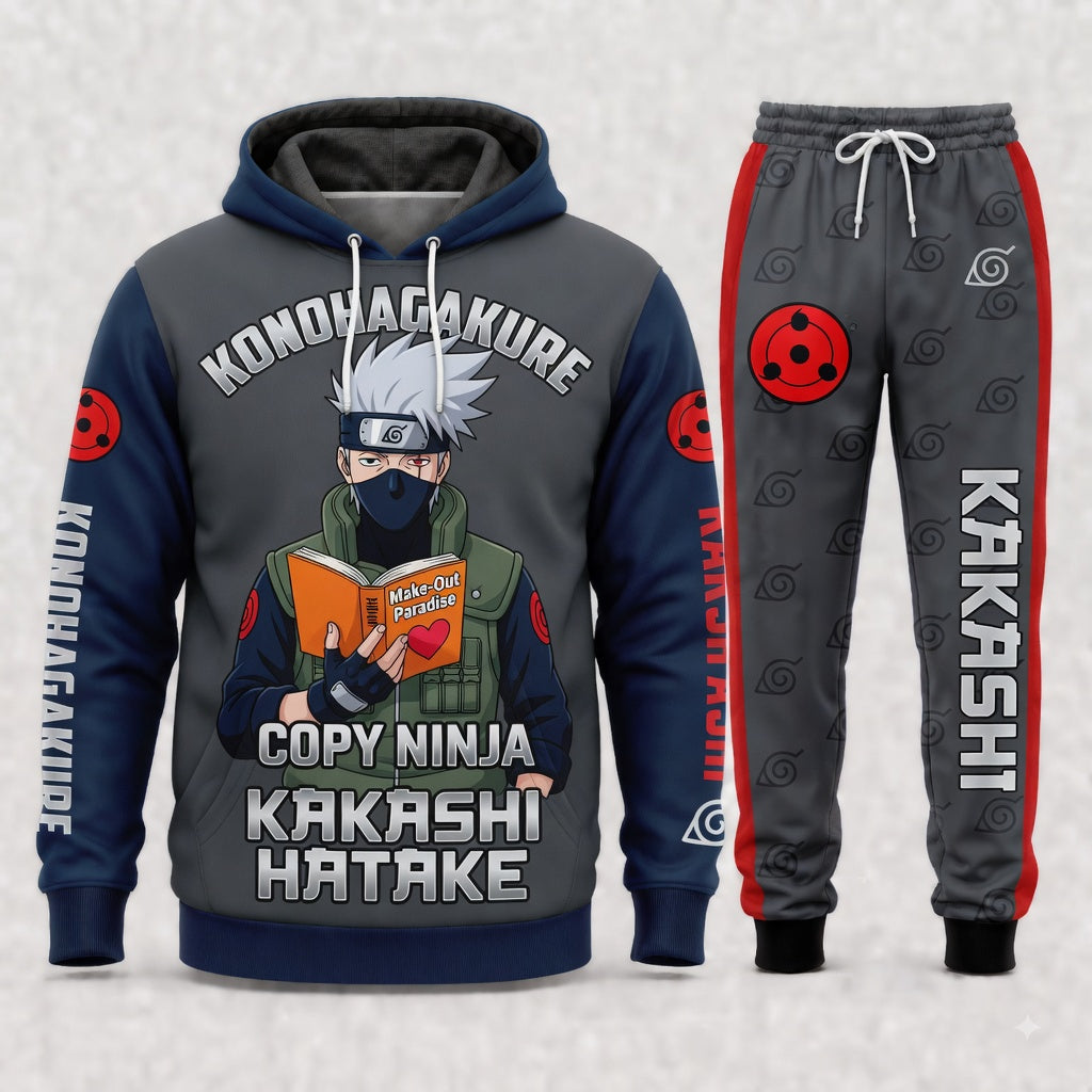 Hatake Kakashi Hoodie & Sweatpants Tracksuit Set — Naruto Shippuden Inspired - Custom Fan Apparel Image 5