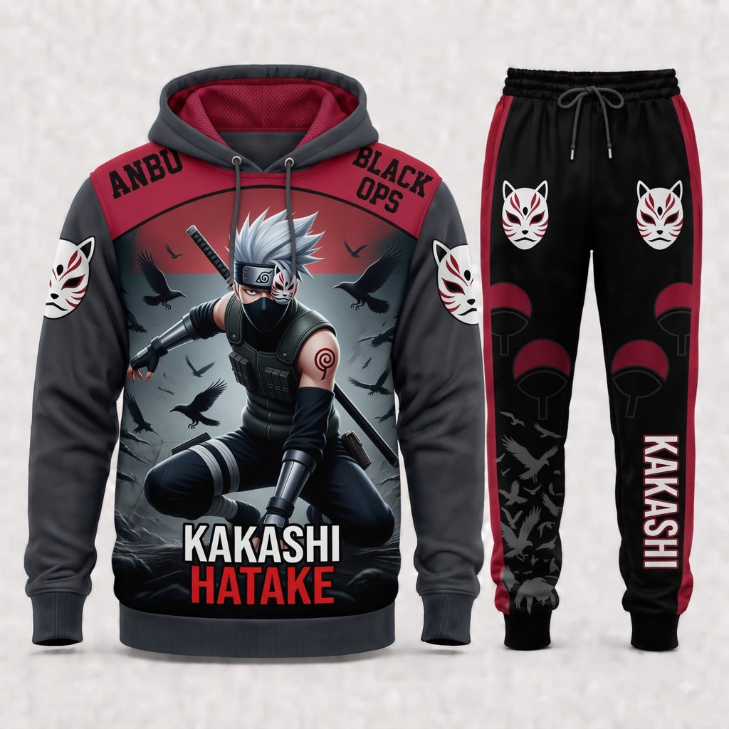 Hatake Kakashi Hoodie & Sweatpants Tracksuit Set — Naruto Shippuden Inspired - Custom Fan Apparel Image 4