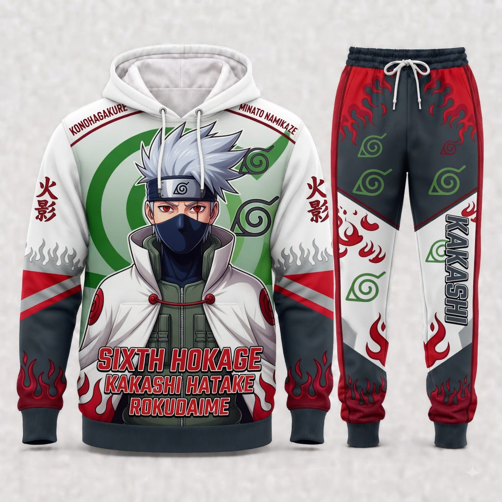 Hatake Kakashi Hoodie & Sweatpants Tracksuit Set — Naruto Shippuden Inspired - Custom Fan Apparel Image 3
