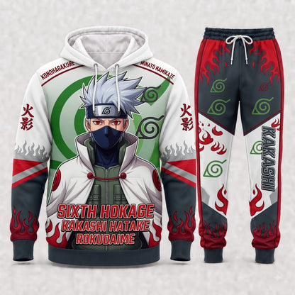 Hatake Kakashi Hoodie & Sweatpants Tracksuit Set — Naruto Shippuden Inspired - Custom Fan Apparel Image 3