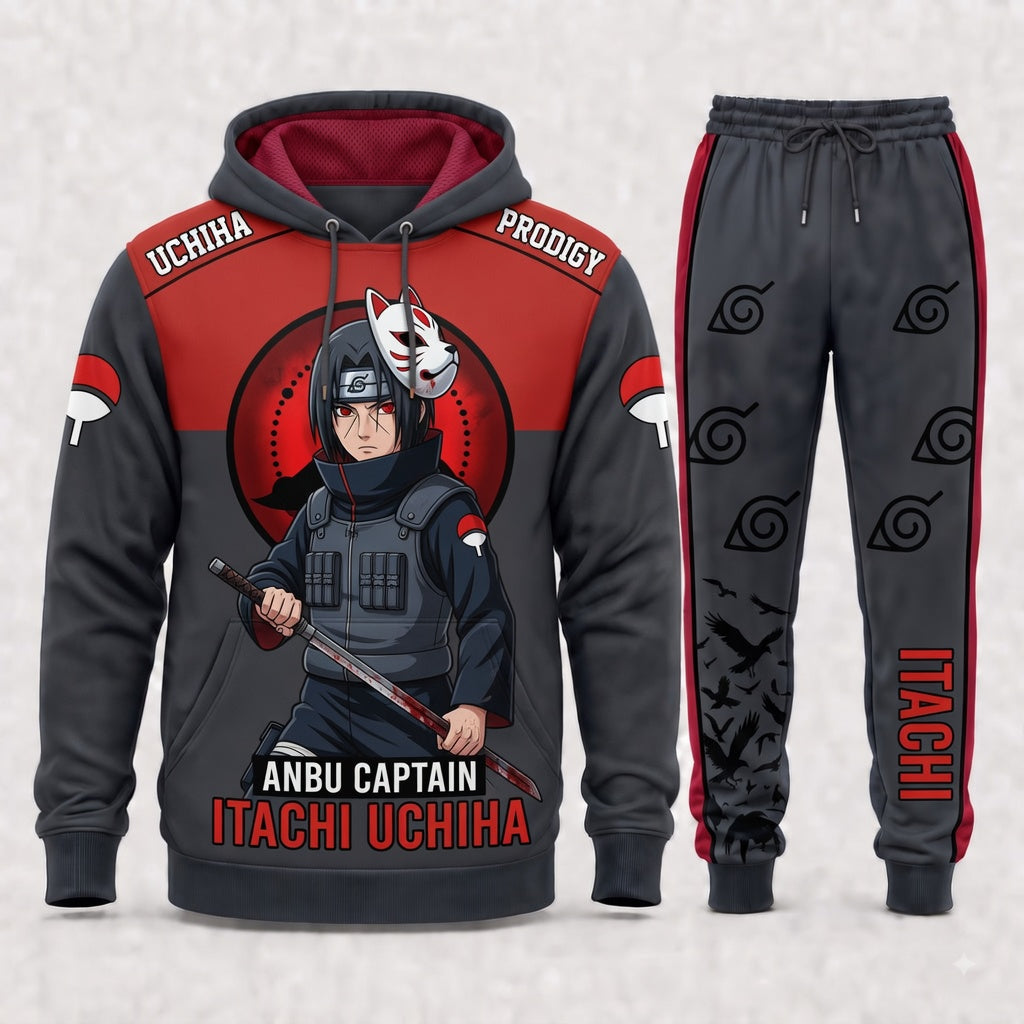 Uchiha Itachi Hoodie & Sweatpants Tracksuit Set — Naruto Shippuden Inspired - Custom Fan Apparel Image 9