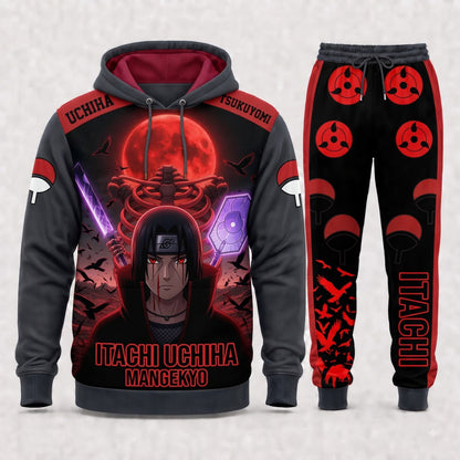 Uchiha Itachi Hoodie & Sweatpants Tracksuit Set — Naruto Shippuden Inspired - Custom Fan Apparel Image 7