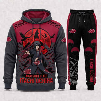 Uchiha Itachi Hoodie & Sweatpants Tracksuit Set — Naruto Shippuden Inspired - Custom Fan Apparel Image 8