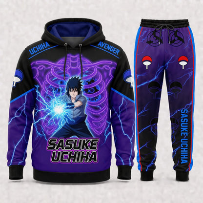 Uchiha Sasuke Hoodie & Sweatpants Tracksuit Set — Naruto Shippuden Inspired - Custom Fan Apparel Image 5