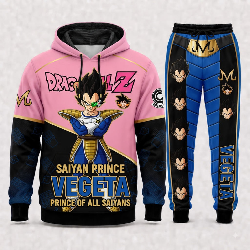 Vegeta Hoodie & Sweatpants Tracksuit Set — Dragon Ball Z Inspired - Custom Fan Apparel Image 4