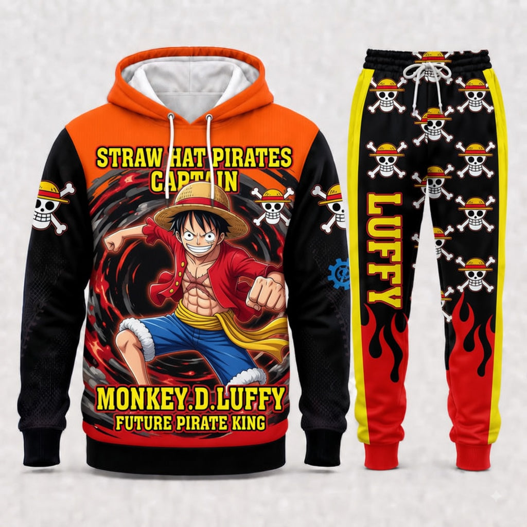 Monkey D. Luffy Hoodie & Sweatpants Tracksuit Set — One Piece Inspired - Custom Fan Apparel Image 8
