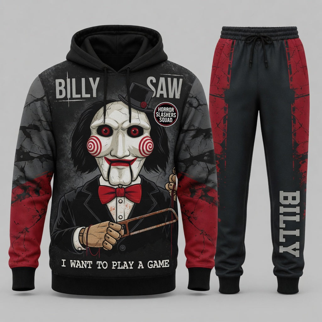 Billy the Puppet - Horror Slashers Squad Halloween Hoodie and Pants Set