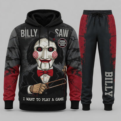 Billy the Puppet - Horror Slashers Squad Halloween Hoodie and Pants Set