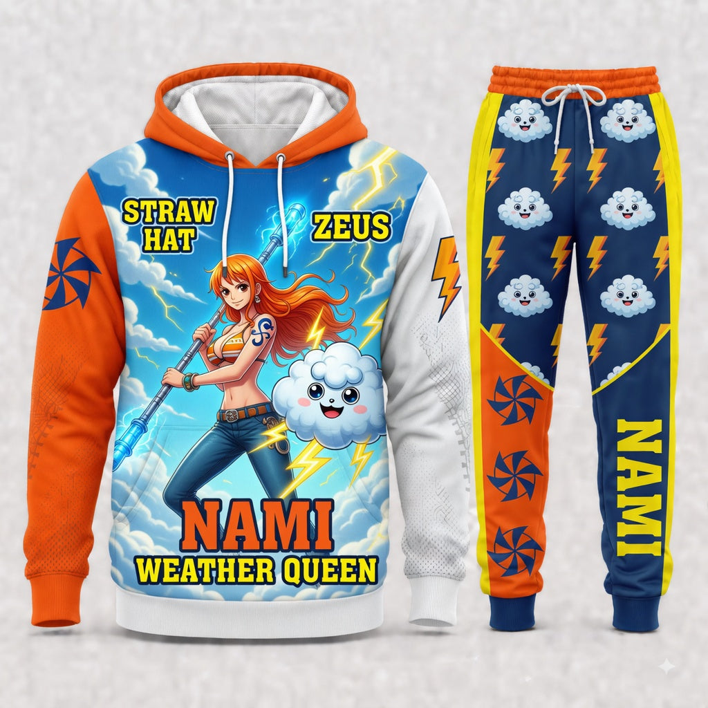 Nami Hoodie & Sweatpants Tracksuit Set — One Piece Inspired - Custom Fan Apparel Image 1