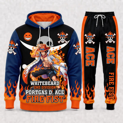 Portgas D. Ace Hoodie & Sweatpants Tracksuit Set — One Piece Inspired - Custom Fan Apparel Image 6