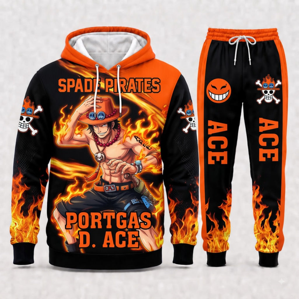 Portgas D. Ace Hoodie & Sweatpants Tracksuit Set — One Piece Inspired - Custom Fan Apparel Image 4
