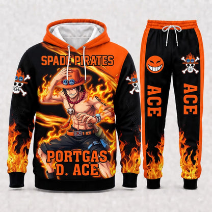 Portgas D. Ace Hoodie & Sweatpants Tracksuit Set — One Piece Inspired - Custom Fan Apparel Image 4