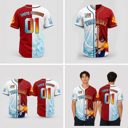 Personalized Fire Ice Baseball Jersey, Custom Name Number Element Hero Shirt