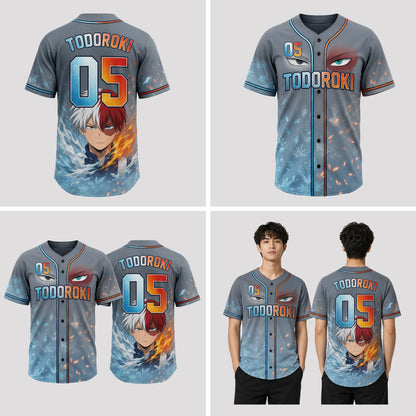 Custom Element Power Baseball Jersey, Fire Ice Anime Hero Inspired Shirt