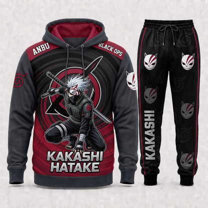 Hatake Kakashi Hoodie & Sweatpants Tracksuit Set — Naruto Shippuden Inspired - Custom Fan Apparel Image 2