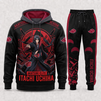 Uchiha Itachi Hoodie & Sweatpants Tracksuit Set — Naruto Shippuden Inspired - Custom Fan Apparel Image 6