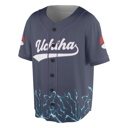 Custom Navy Purple Authentic Baseball Jersey, Anime Ninja Inspired Button Up Jersey, Manga Fan Cosplay Sports Shirt