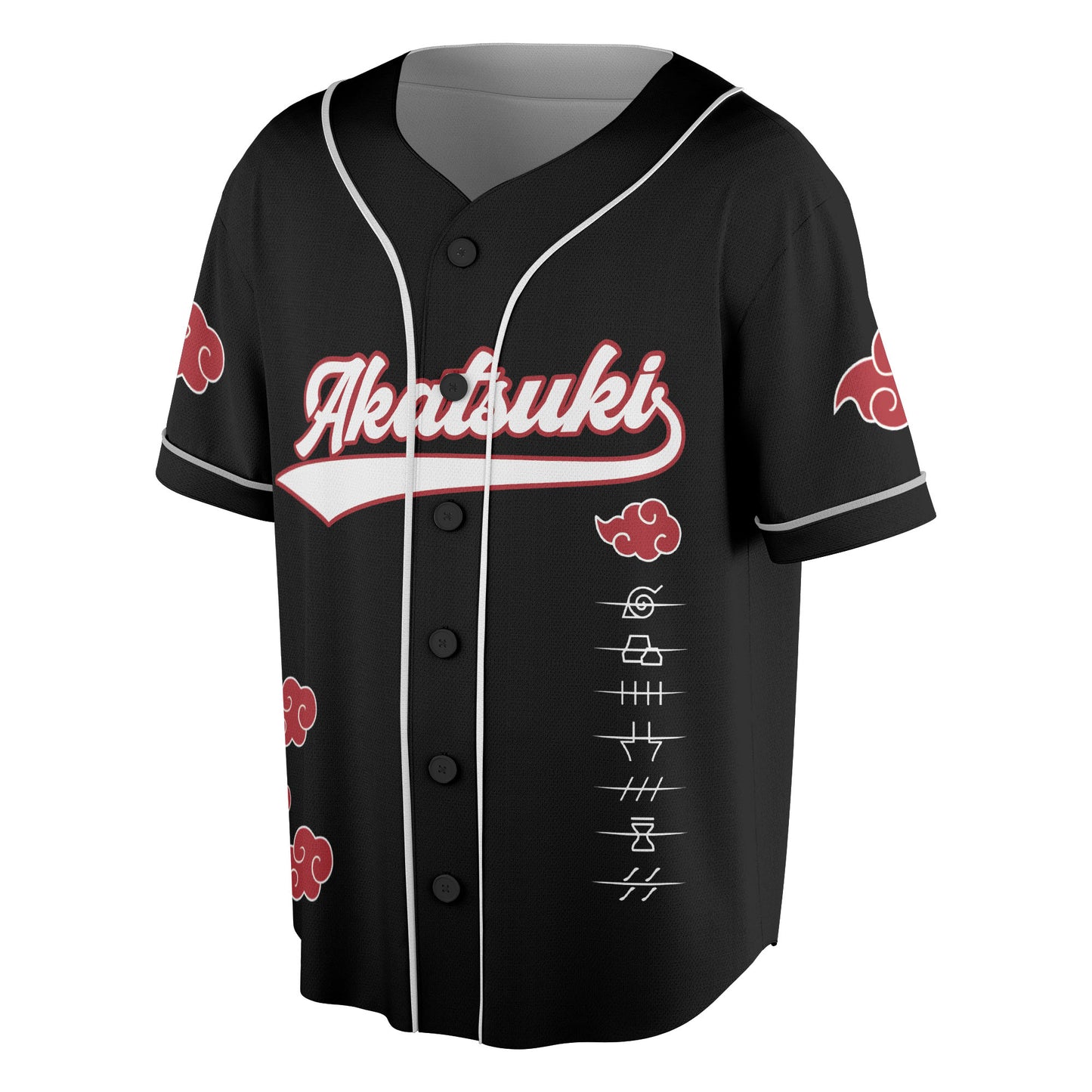 Custom Black Red-White Authentic Baseball Jersey, Anime Cloud Inspired Button Up Jersey, Manga Fan Cosplay Sports Shirt
