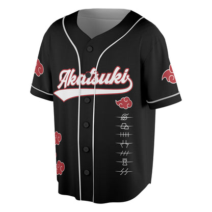 Custom Black Red-White Authentic Baseball Jersey, Anime Cloud Inspired Button Up Jersey, Manga Fan Cosplay Sports Shirt