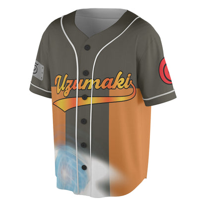 Custom Olive Orange-White Authentic Baseball Jersey, Anime Ninja Inspired Button Up Jersey, Manga Fan Cosplay Sports Shirt