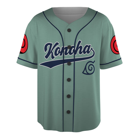 Custom Sage Green Navy Authentic Baseball Jersey, Ninja Anime Inspired Button Up Sports Jersey, Mang - Custom Fan Apparel Image 1
