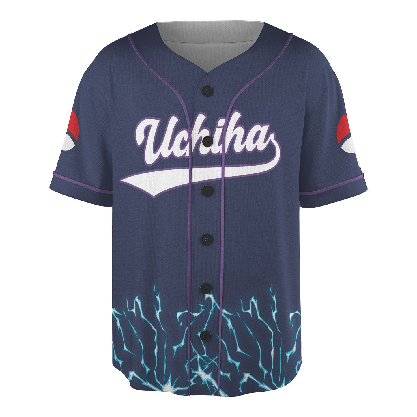 Custom Navy Purple Authentic Baseball Jersey, Anime Ninja Inspired Button Up Jersey, Manga Fan Cosplay Sports Shirt