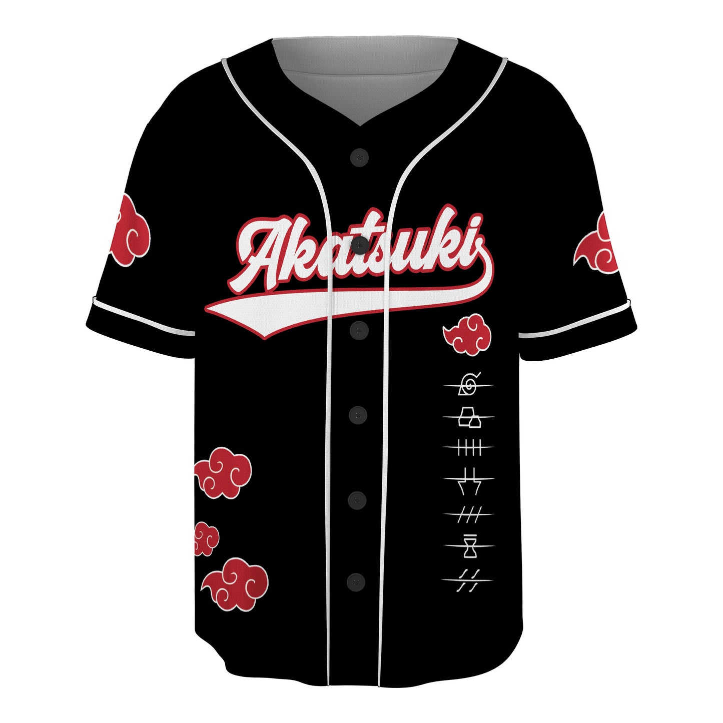Custom Black Red-White Authentic Baseball Jersey, Anime Cloud Inspired Button Up Jersey, Manga Fan Cosplay Sports Shirt