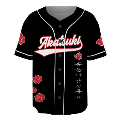 Custom Black Red-White Authentic Baseball Jersey, Anime Cloud Inspired Button Up Jersey, Manga Fan Cosplay Sports Shirt